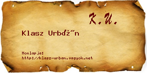 Klasz Urbán névjegykártya